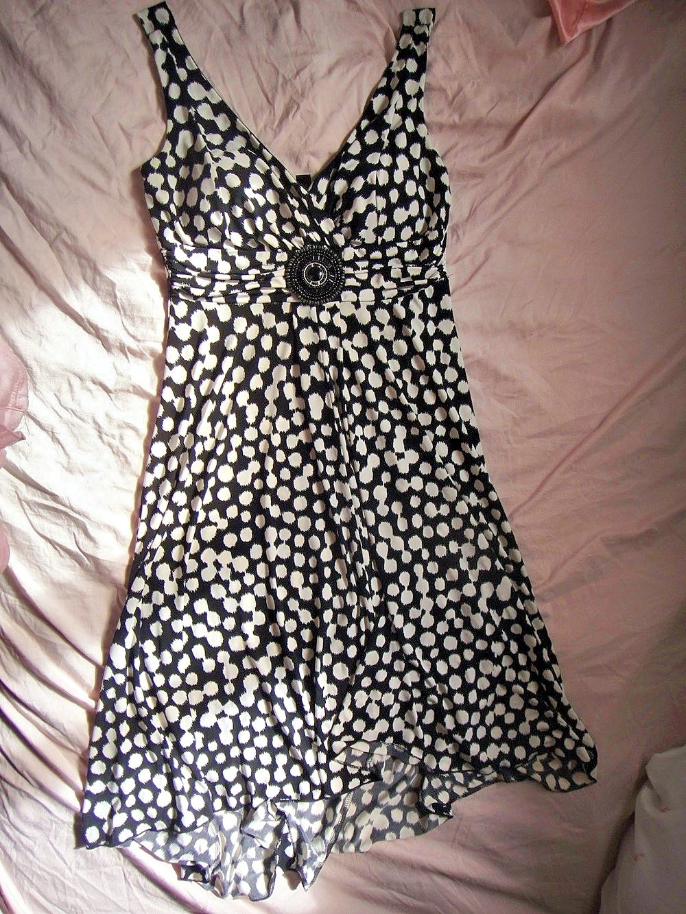 Polka Dot Mini Dress in Black & White Like New